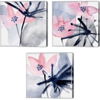 Framed Pink Water Lilies 3 Piece Canvas Print Set