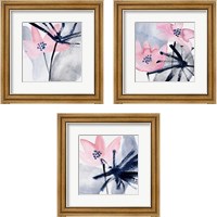 Framed 'Pink Water Lilies 3 Piece Framed Art Print Set' border=