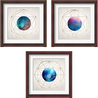 Framed 'Geo Planet 3 Piece Framed Art Print Set' border=