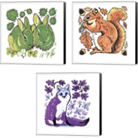 Framed 'Colorful Animals 3 Piece Canvas Print Set' border=
