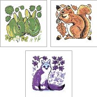 Framed 'Colorful Animals 3 Piece Art Print Set' border=