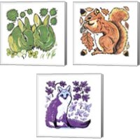 Framed 'Colorful Animals 3 Piece Canvas Print Set' border=