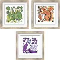 Framed 'Colorful Animals 3 Piece Framed Art Print Set' border=