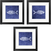 Framed 'Bright Fish 3 Piece Framed Art Print Set' border=