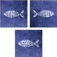 Framed 'Bright Fish 3 Piece Art Print Set' border=