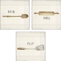 Framed 'Floursack Kitchen Sign 3 Piece Art Print Set' border=