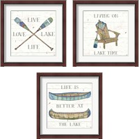 Framed 'Lake Sketches 3 Piece Framed Art Print Set' border=