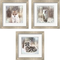 Framed 'Enchanted Winter Fox 3 Piece Framed Art Print Set' border=