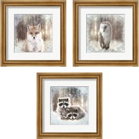 Framed 'Enchanted Winter Fox 3 Piece Framed Art Print Set' border=