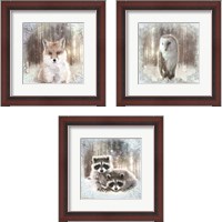 Framed 'Enchanted Winter Fox 3 Piece Framed Art Print Set' border=