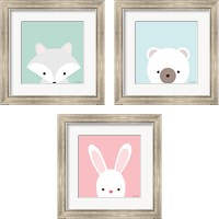 Framed 'Cuddly Animal 3 Piece Framed Art Print Set' border=