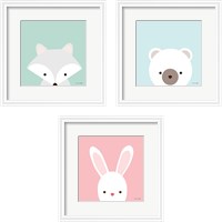 Framed 'Cuddly Animal 3 Piece Framed Art Print Set' border=