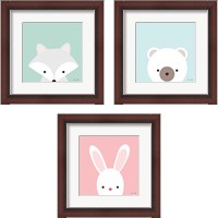 Framed 'Cuddly Animal 3 Piece Framed Art Print Set' border=