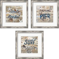 Framed 'Boat Rental 3 Piece Framed Art Print Set' border=