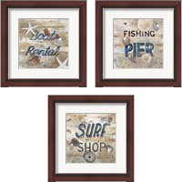 Framed 'Boat Rental 3 Piece Framed Art Print Set' border=