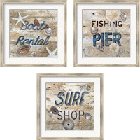 Framed 'Boat Rental 3 Piece Framed Art Print Set' border=