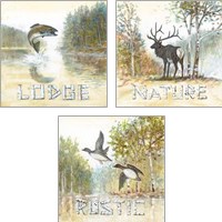 Framed 'Nature Lodge 3 Piece Art Print Set' border=