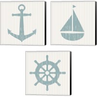 Framed 'Blue Striped Nautical 3 Piece Canvas Print Set' border=