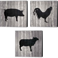 Framed 'Barn Animal 3 Piece Canvas Print Set' border=