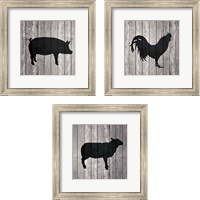 Framed 'Barn Animal 3 Piece Framed Art Print Set' border=