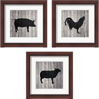 Framed 'Barn Animal 3 Piece Framed Art Print Set' border=