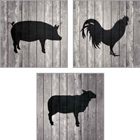 Framed 'Barn Animal 3 Piece Art Print Set' border=