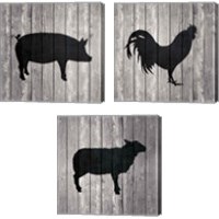 Framed 'Barn Animal 3 Piece Canvas Print Set' border=