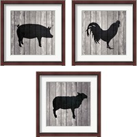 Framed 'Barn Animal 3 Piece Framed Art Print Set' border=