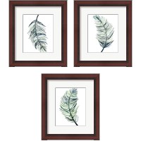 Framed 'Watercolor Palm Leaves 3 Piece Framed Art Print Set' border=