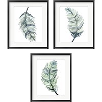 Framed 'Watercolor Palm Leaves 3 Piece Framed Art Print Set' border=