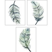 Framed Watercolor Palm Leaves 3 Piece Art Print Set