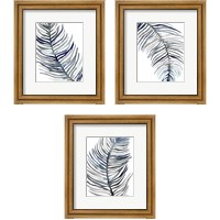 Framed 'Blue Feathered Palm 3 Piece Framed Art Print Set' border=