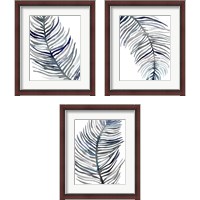 Framed Blue Feathered Palm 3 Piece Framed Art Print Set