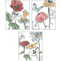 Framed Boho Florals 3 Piece Art Print Set