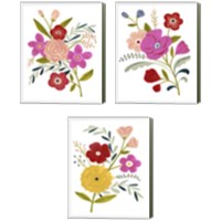 Framed 'Simple Flora 3 Piece Canvas Print Set' border=