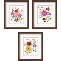 Framed 'Simple Flora 3 Piece Framed Art Print Set' border=