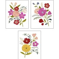 Framed 'Simple Flora 3 Piece Art Print Set' border=