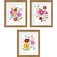 Framed 'Simple Flora 3 Piece Framed Art Print Set' border=
