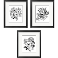 Framed Flower Sketch 3 Piece Framed Art Print Set