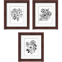 Framed Flower Sketch 3 Piece Framed Art Print Set