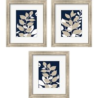 Framed Navy Foliage 3 Piece Framed Art Print Set