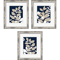 Framed 'Navy Foliage 3 Piece Framed Art Print Set' border=