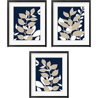 Framed 'Navy Foliage 3 Piece Framed Art Print Set' border=
