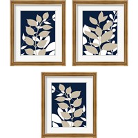 Framed Navy Foliage 3 Piece Framed Art Print Set