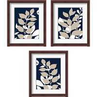 Framed 'Navy Foliage 3 Piece Framed Art Print Set' border=