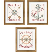 Framed Floursack Nautical Red 3 Piece Framed Art Print Set