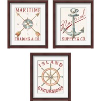 Framed 'Floursack Nautical Red 3 Piece Framed Art Print Set' border=