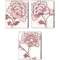 Framed 'Flora Chinoiserie Pink 3 Piece Canvas Print Set' border=