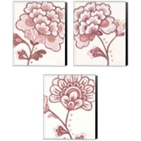 Framed Flora Chinoiserie Pink 3 Piece Canvas Print Set