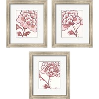Framed 'Flora Chinoiserie Pink 3 Piece Framed Art Print Set' border=